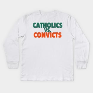 Catholics Vs. Convicts Retro 1988 Football Game Kids Long Sleeve T-Shirt